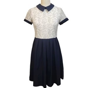 Modcloth Navy & White Lace Collared Dress Size M